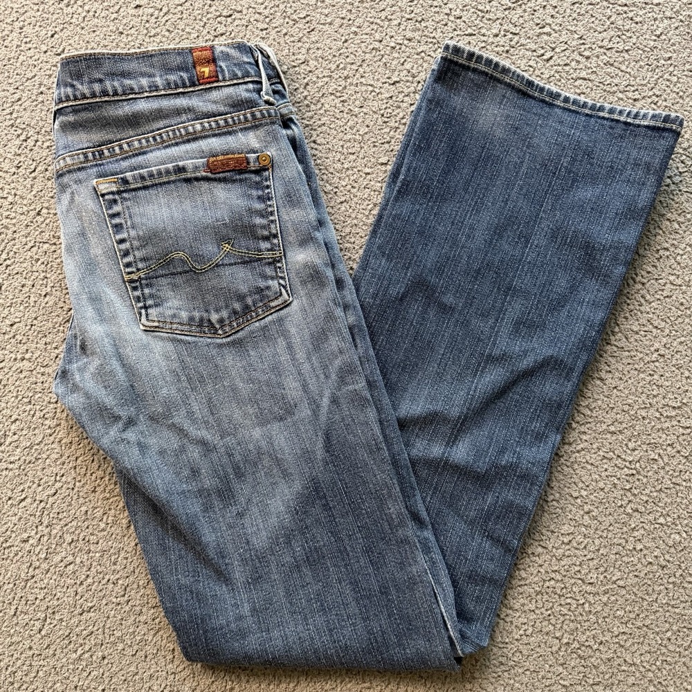 7 for All Mankind Boy Cut Bootcut Jeans Low Rise Buttonfly Y2K Women's 29 USA